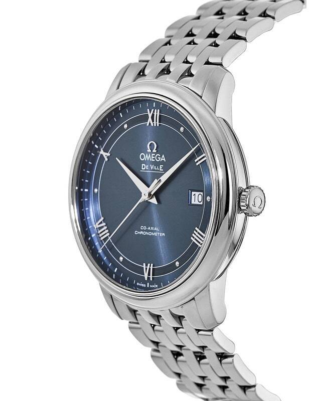 Omega De Ville Prestige Co-Axial Blue Dial Silver Steel Strap Watch For Men - 424.10.40.20.03.002