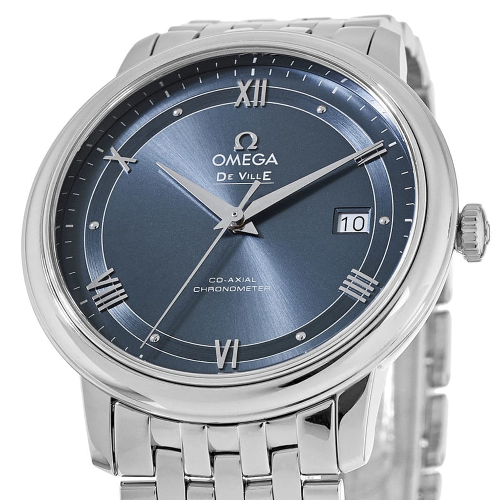 Omega De Ville Prestige Co-Axial Blue Dial Silver Steel Strap Watch For Men - 424.10.40.20.03.002