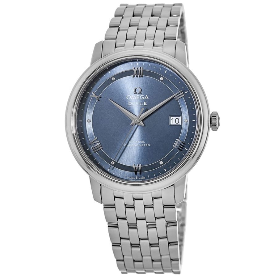 Omega De Ville Prestige Co-Axial Blue Dial Silver Steel Strap Watch For Men - 424.10.40.20.03.002