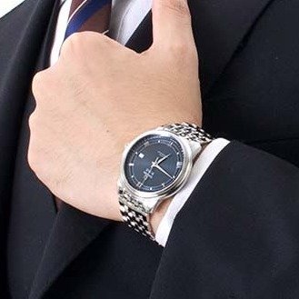 Omega De Ville Prestige Co-Axial Blue Dial Silver Steel Strap Watch For Men - 424.10.40.20.03.002