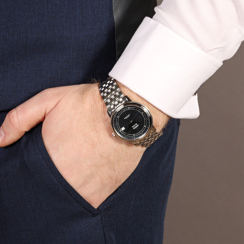 Omega De Ville Prestige Co-Axial Blue Dial Silver Steel Strap Watch For Men - 424.10.40.20.03.002