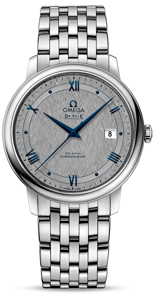 Omega De Ville Prestige Co-Axial Grey Dial Silver Steel Strap Watch For Men - 424.10.40.20.06.002