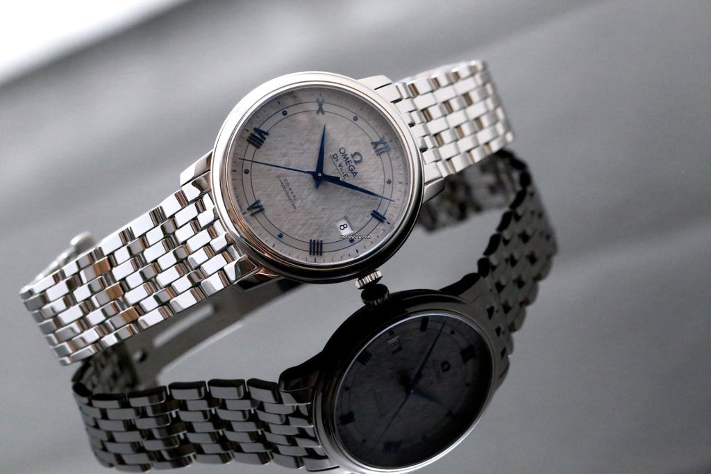 Omega De Ville Prestige Co-Axial Grey Dial Silver Steel Strap Watch For Men - 424.10.40.20.06.002