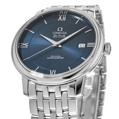 Omega De Ville Prestige Co-Axial Orbis Blue Dial Silver Steel Strap Watch For Men - 424.10.40.20.03.001