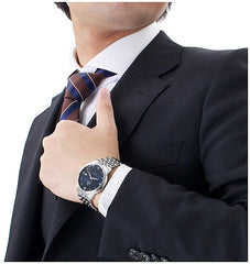 Omega De Ville Prestige Co-Axial Orbis Blue Dial Silver Steel Strap Watch For Men - 424.10.40.20.03.001