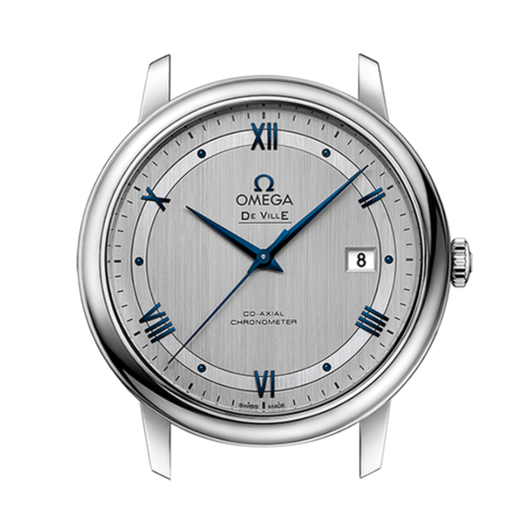 Omega De Ville Prestige Co-Axial Rhodium Silver Dial Silver Steel Strap Watch For Men - 424.10.40.20.02.001