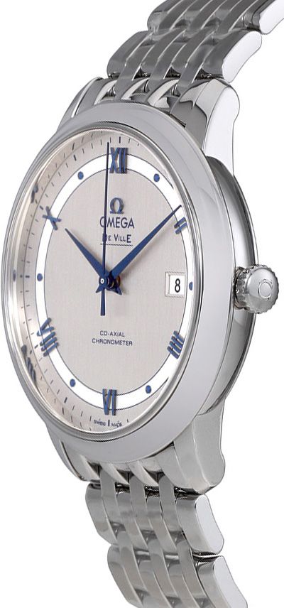 Omega De Ville Prestige Co-Axial Rhodium Silver Dial Silver Steel Strap Watch For Men - 424.10.40.20.02.001