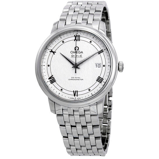 Omega De Ville Prestige Co Axial Automatic White Dial Silver Steel Strap Watch For Men - 424.10.40.20.02.005