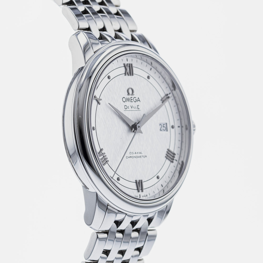 Omega De Ville Prestige Co Axial Automatic White Dial Silver Steel Strap Watch For Men - 424.10.40.20.02.005