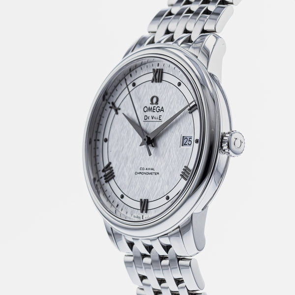 Omega De Ville Prestige Co Axial Automatic White Dial Silver Steel Strap Watch For Men - 424.10.40.20.02.005