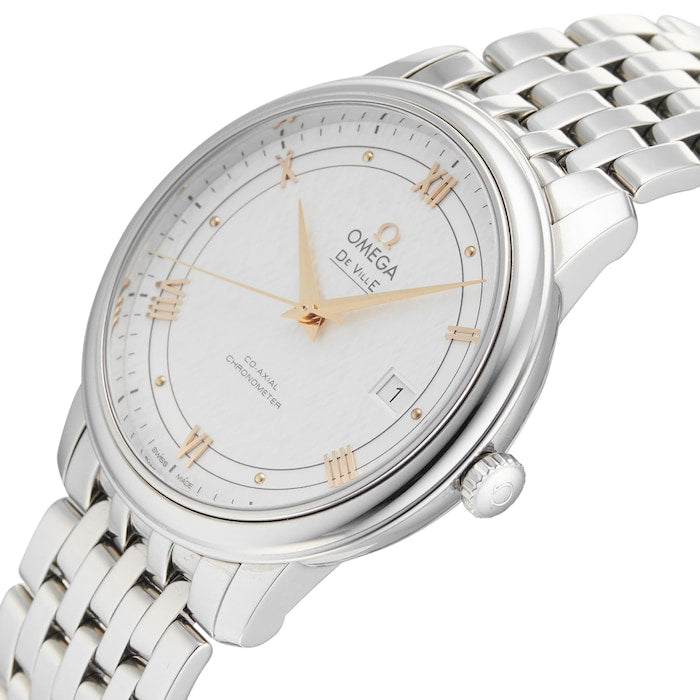 Omega De Ville Prestige Co Axial Silver Dial Silver Steel Strap Watch For Men - 424.10.40.20.02.004