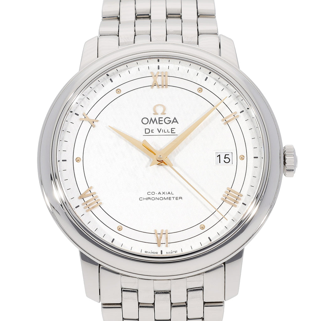Omega De Ville Prestige Co Axial Silver Dial Silver Steel Strap Watch For Men - 424.10.40.20.02.004