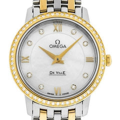 Omega De Ville Prestige Quartz Diamonds Mother Of Pearl Dial Two Tone Steel Strap Watch For Women - 424.25.27.60.55.001