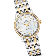 Omega De Ville Prestige Quartz Diamonds Mother Of Pearl Dial Two Tone Steel Strap Watch For Women - 424.25.27.60.55.001