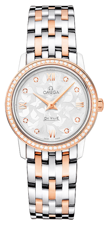 Omega De Ville Prestige Quartz Diamonds Silver Dial Two Tone Steel Strap Watch For Women - 424.25.27.60.52.001