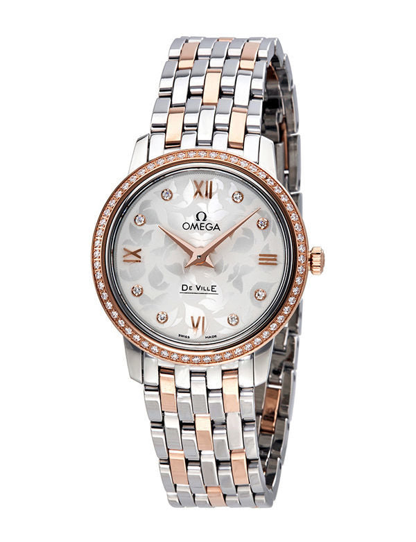 Omega De Ville Prestige Quartz Diamonds Silver Dial Two Tone Steel Strap Watch For Women - 424.25.27.60.52.001