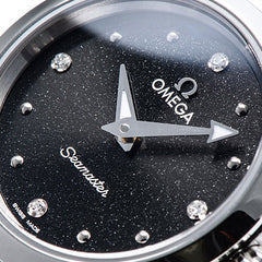 Omega Seamaster Aqua Terra Quartz Diamond Black Dial Silver Steel Strap Watch For Women - 220.10.28.60.51.001
