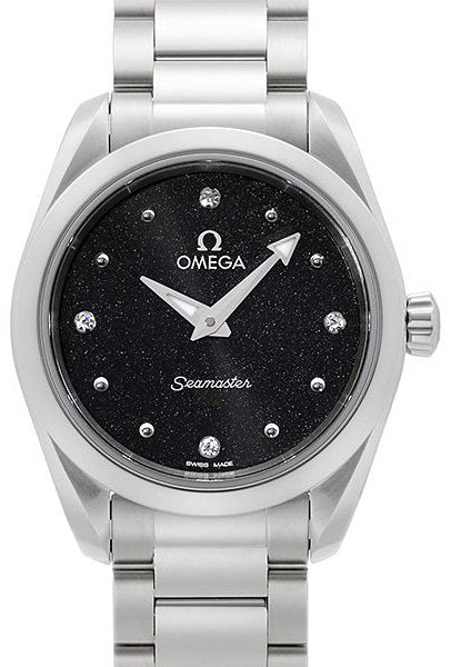 Omega Seamaster Aqua Terra Quartz Diamond Black Dial Silver Steel Strap Watch For Women - 220.10.28.60.51.001