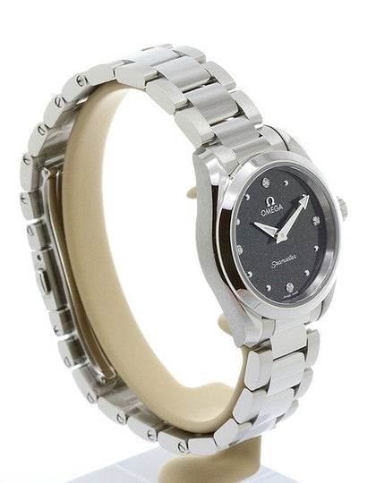Omega Seamaster Aqua Terra Quartz Diamond Black Dial Silver Steel Strap Watch For Women - 220.10.28.60.51.001