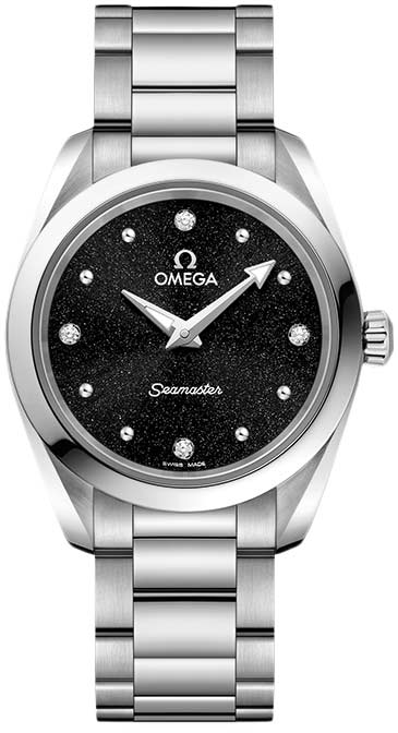 Omega Seamaster Aqua Terra Quartz Diamond Black Dial Silver Steel Strap Watch For Women - 220.10.28.60.51.001