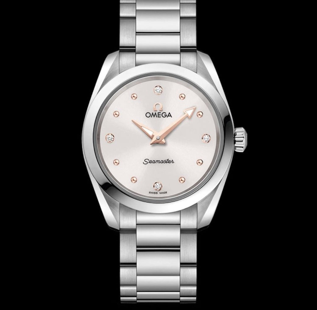Omega Seamaster Aqua Terra Quartz Diamond Silver Dial Silver Steel Strap Watch For Women - 220.10.28.60.54.001