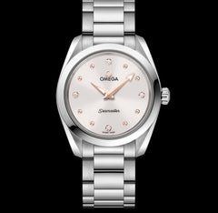 Omega Seamaster Aqua Terra Quartz Diamond Silver Dial Silver Steel Strap Watch For Women - 220.10.28.60.54.001