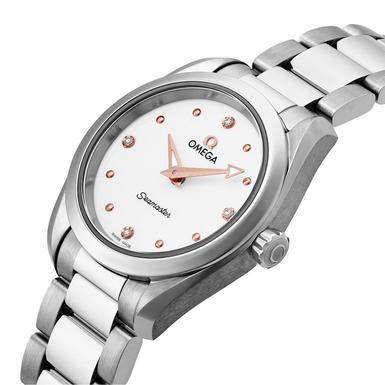 Omega Seamaster Aqua Terra Quartz Diamond Silver Dial Silver Steel Strap Watch For Women - 220.10.28.60.54.001