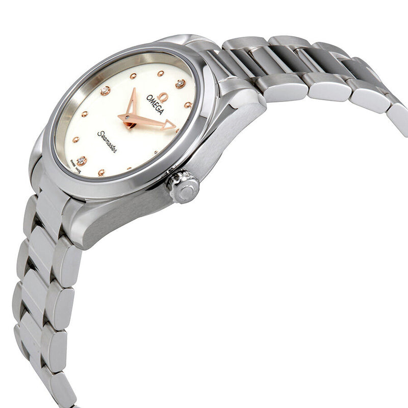 Omega Seamaster Aqua Terra Quartz Diamond Silver Dial Silver Steel Strap Watch For Women - 220.10.28.60.54.001