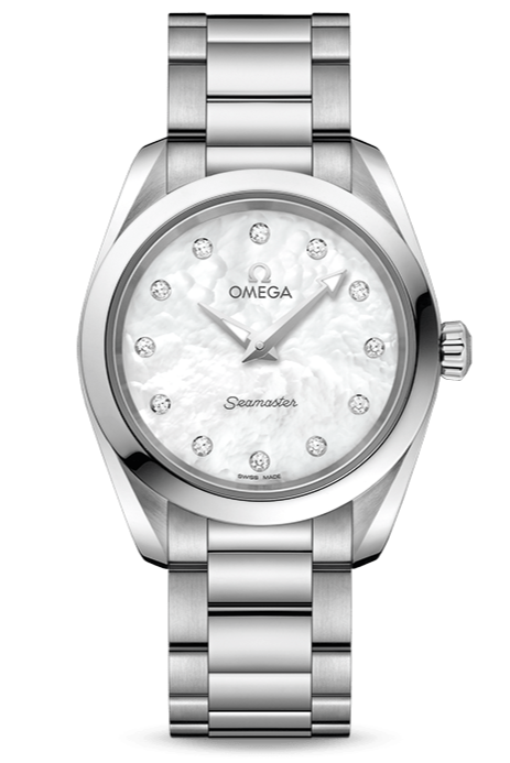 Omega Seamaster Aqua Terra Quartz Diamonds Mother Of Pearl Dial Silver Steel Strap Watch For Women - 220.10.28.60.55.001