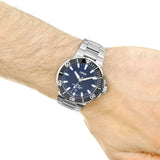 Oris Aquis Date Blue Dial Silver Steel Strap Watch For Men - 0173377304135-0782405PEB