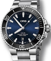 Oris Aquis Date Blue Dial Silver Steel Strap Watch For Men - 0173377304135-0782405PEB