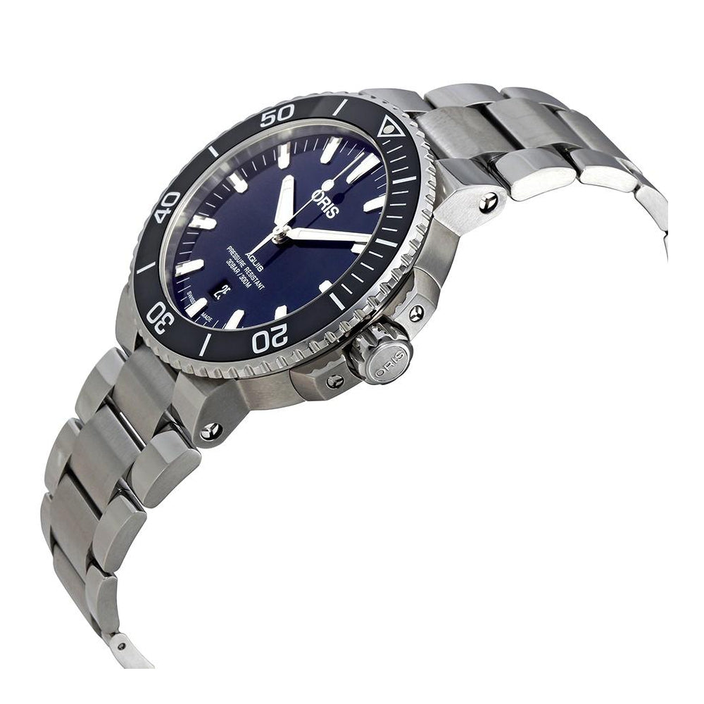 Oris Aquis Date Blue Dial Silver Steel Strap Watch For Men - 0173377304135-0782405PEB