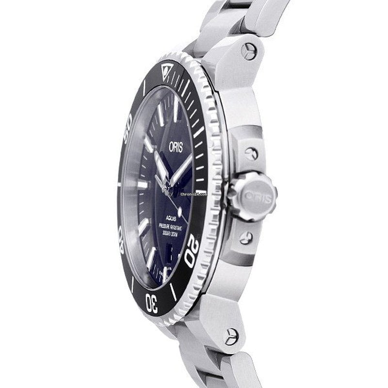 Oris Aquis Date Blue Dial Silver Steel Strap Watch For Men - 0173377304135-0782405PEB