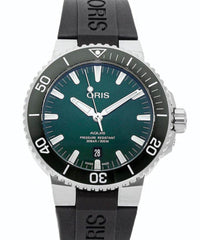 Oris Aquis Date Green Dial Black Rubber Strap Watch For Men - 0173377304157-0742464EB