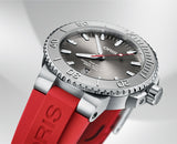 Oris Aquis Date Relief Grey Dial Red Rubber Strap Watch For Men - 0173377304153-0742466EB