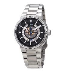 Oris TT1 Engine Date Skeleton Black Dial Silver Steel Strap Watch For Men - 0173377524124-0782408