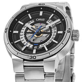 Oris TT1 Engine Date Skeleton Black Dial Silver Steel Strap Watch For Men - 0173377524124-0782408