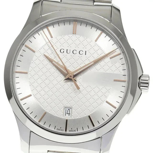 Gucci G Timeless Silver Dial Silver Steel Strap Unisex Watch - YA126442 Watches Gucci   