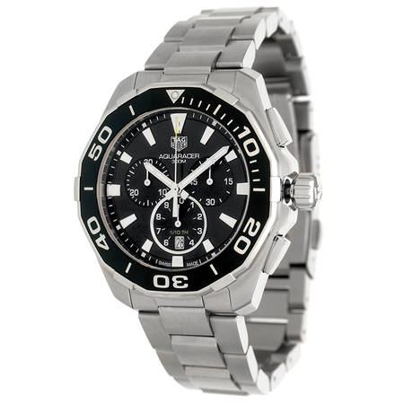 Tag Heuer Aquaracer Quartz Chronograph Black Dial Silver Steel Strap Watch for Men - CAY111A.BA0927 Watches Tag Heuer   