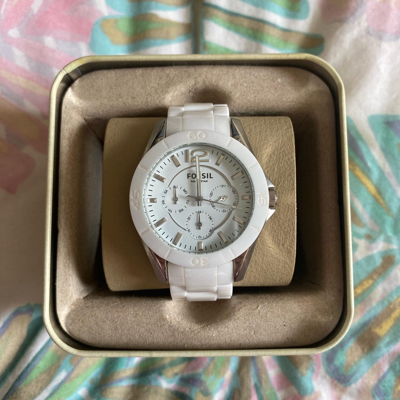 Fossil Ceramic White Dial White Steel Strap Watch for Women - CE1002 Watches Fossil   