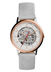 Fossil Vintage Muse Automatic Skeleton White Dial Grey Leather Strap Watch for Women - ME3131 Watches Fossil   