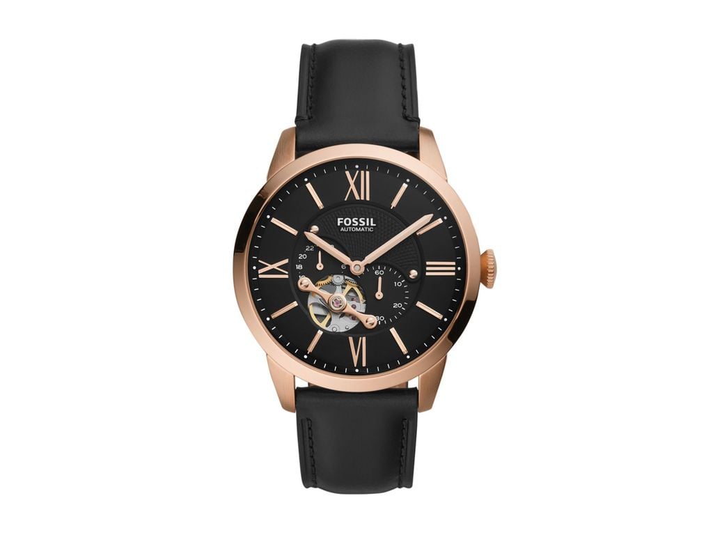 Fossil Townsman Automatic Black Dial Black Leather Strap Watch for Men - ME3170 Watches Fossil   