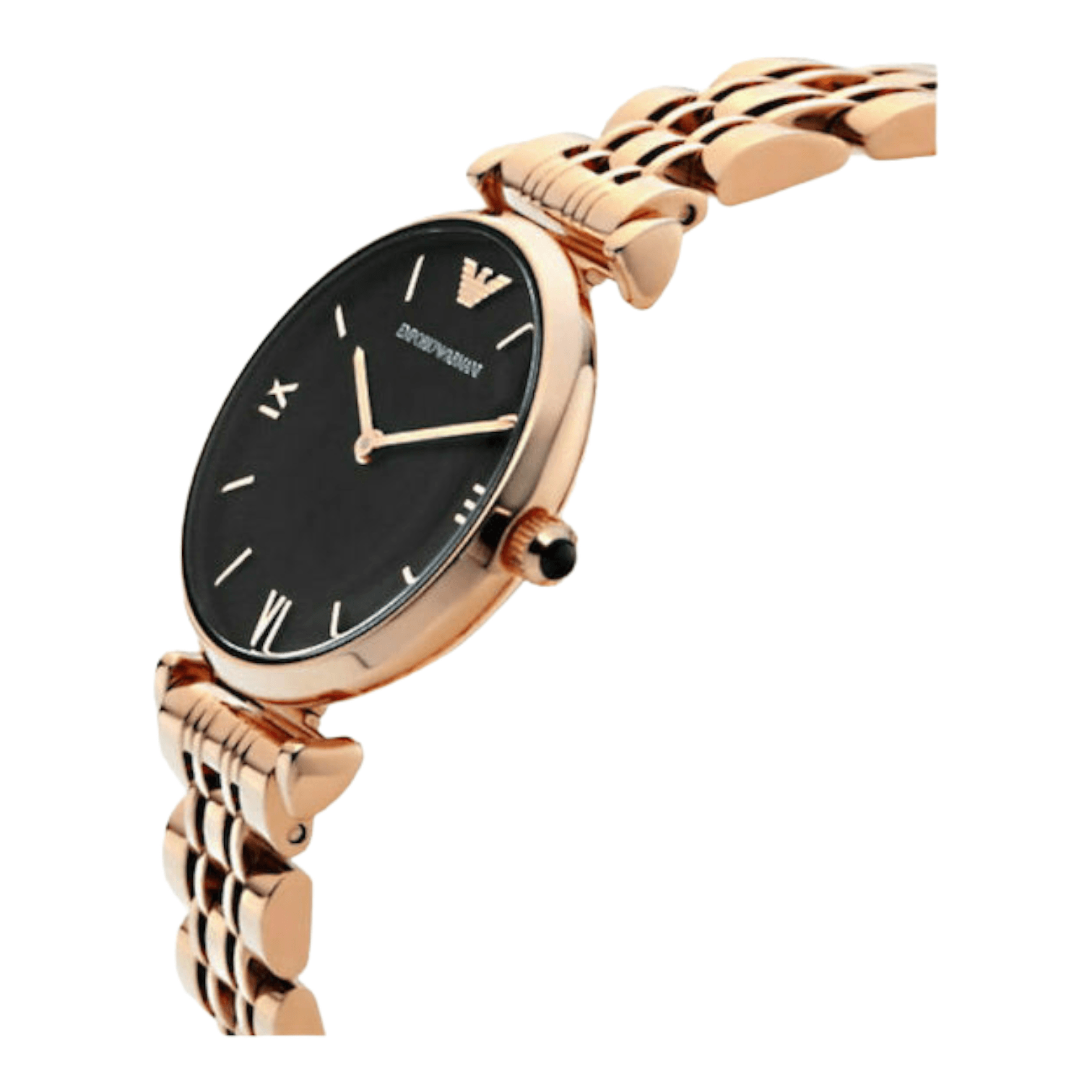 Emporio Armani Gianni T-Bar Black Dial Rose Gold Strap Watch For Women - AR11145 Watches Emporio Armani   