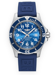 Breitling Superocean II 44mm Blue Dial Blue Rubber Strap Watch for Men - A17392D8/C910/158S/A20SS.1 Watches Breitling   