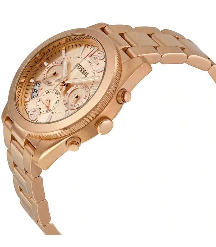 Fossil Boyfriend Multifunction Rose Gold Dial Rose Gold Steel Strap Watch for Women - ES3885 Watches Fossil   