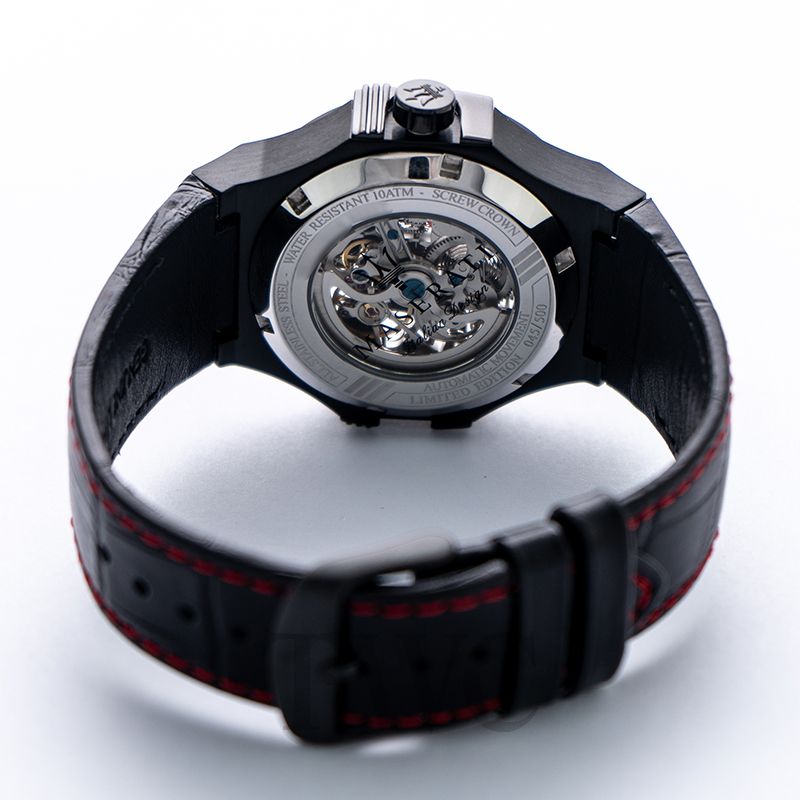 Maserati Potenza Automatic Black Dial Black Leather Strap Watch For Men - R8821108008 Watches Maserati   