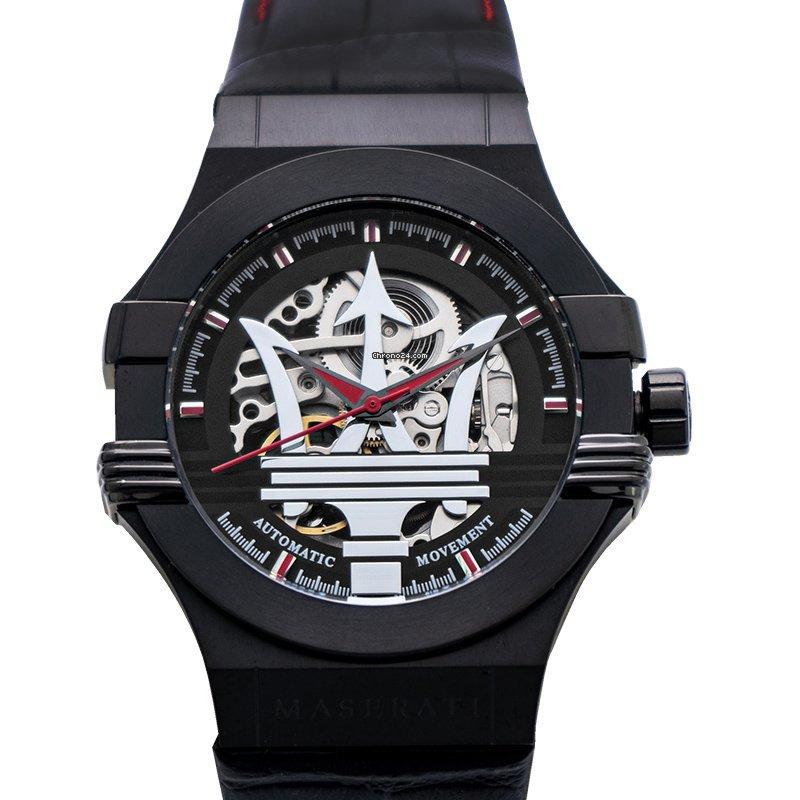 Maserati Potenza Automatic Black Dial Black Leather Strap Watch For Men - R8821108008 Watches Maserati   