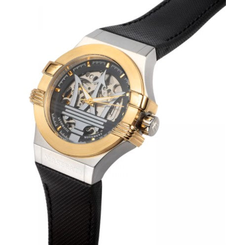 Maserati Potenza Automatic Skeleton Dial Black Strap Watch For Men - R8821108011 Watches Maserati   