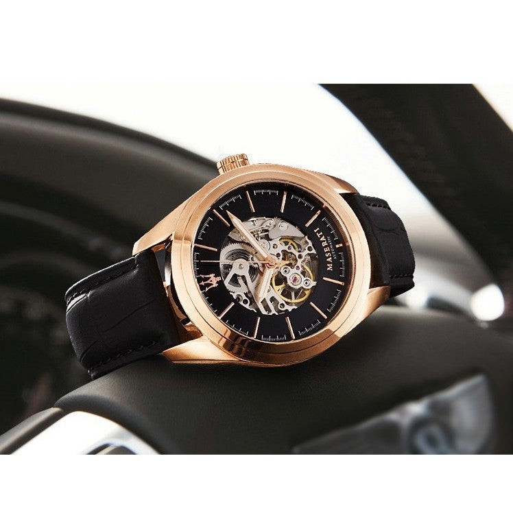 Maserati Traguardo Automatic Black Skeleton Dial Watch For Men - R8821112001 Watches Maserati   