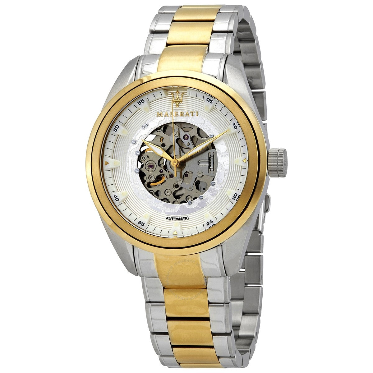 Maserati Traguardo Automatic White Skeleton Dial Stainless Steel Watch For Men - R8823112003 Watches Maserati   